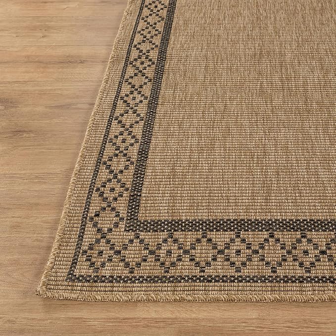 Easy Jute Rugs 5x7 Frame Natural Color Living Room Indoor Outdoor Area Rug for Patio and Kitchen Rug High Traffic Washable Easy to Clean Solid Boho Woven Design Carpet (5 x 7)