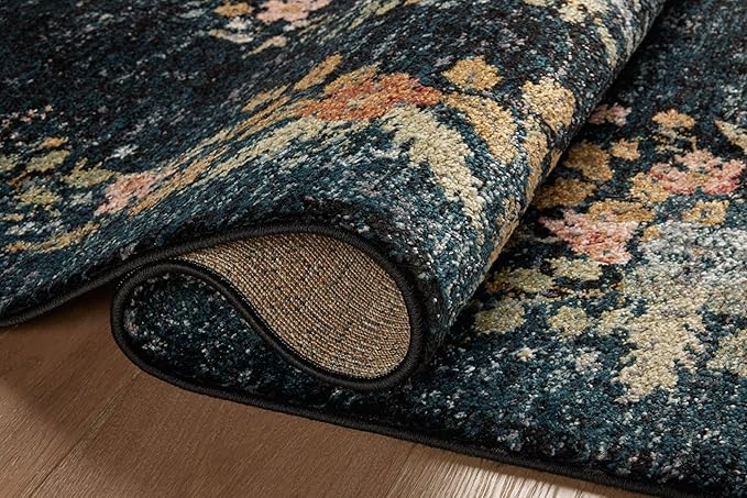 Loloi Rifle Paper Co. Laurel Collection LAU-01 Dark Navy 2'-8" x 10' Runner Rug