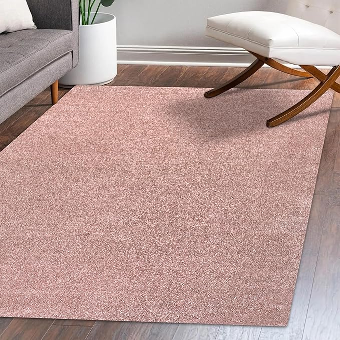Eyely UES100P-8 Supersoft Haze Solid Low-Pile Indoor Area Rug Casual;Contemporary;Solid;Traditional, Bedroom, Kitchen, Living Room, Easy-Cleaning, Non-Shedding, 8 X 10, Pink