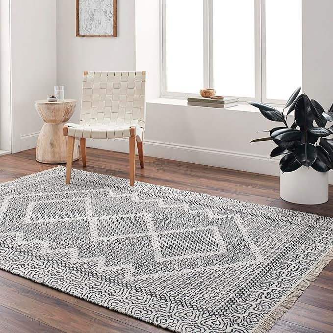 Mark&Day Wool Rugs, 9x12 Nishnabotny Cottage Dark Gray Area Rug, Grey Beige Carpet for Living Room, Bedroom or Kitchen (8'10" x 12')
