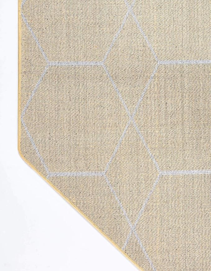 Unique Loom Trellis Frieze Collection Area Rug - Geometric (7' 10" Octagon, Yellow/ Ivory)