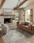 Loloi Magnolia Home by Joanna Gaines Millie Collection MIE-02 Sky/Gold 2'-7" x 12'-0", .25" Pile Height, Runner Rug