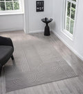 Annabel Modern Geometric Area Rug for Living Room, 6x9 Contemporary Arched and Linear Gray Rug, High-Low Pile Stain Resistant Carpet for Bedroom, Dining Room or Kitchen (6' x 9', Gray)