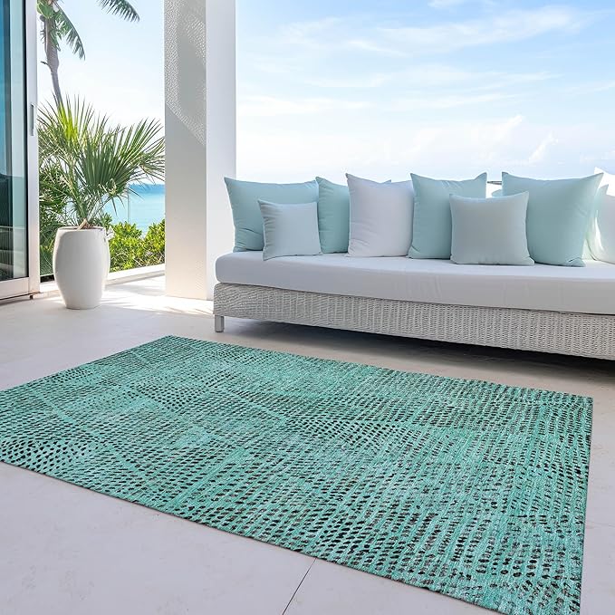 Addison Rugs Chantille ACN591 Teal 10' x 14' Indoor Outdoor Area Rug, Easy Clean, Machine Washable, Non Shedding, Bedroom, Living Room, Dining Room, Kitchen, Patio Rug