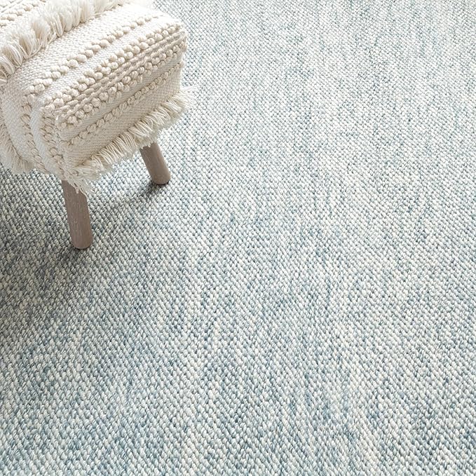 Dash and Albert Loggia Sky Wool Area Rug - 3' x 5' Sky Blue Solid Handwoven Accent Rug - Durable, Lightweight, Dining Room, Living Room, Bedroom - Premium Luxury Hotel Quality Soft Breathable