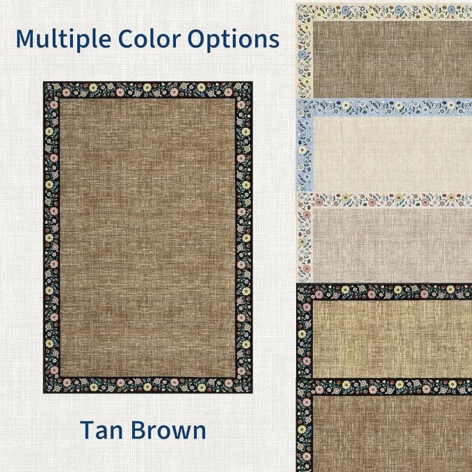 GarveeHome 10x13 Machine Washable Rugs for Living Room Large Area Rug Modern Floral Indoor Accent Carpet Low Pile Carpet Soft Throw Aesthetic Floor Cover for Bedroom Laundry Dining Room, Brown