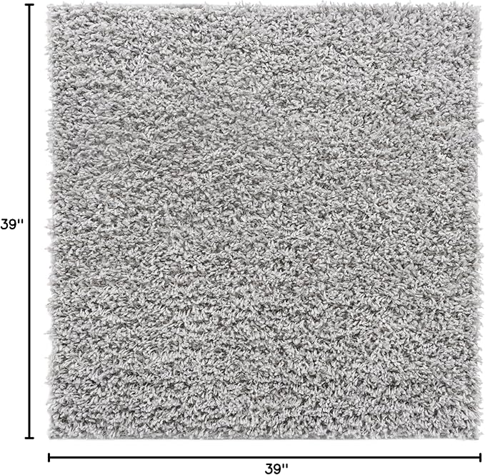 Unique Loom Davos Shag Collection Area Rug - Solid (3' 3" Square, Sterling)