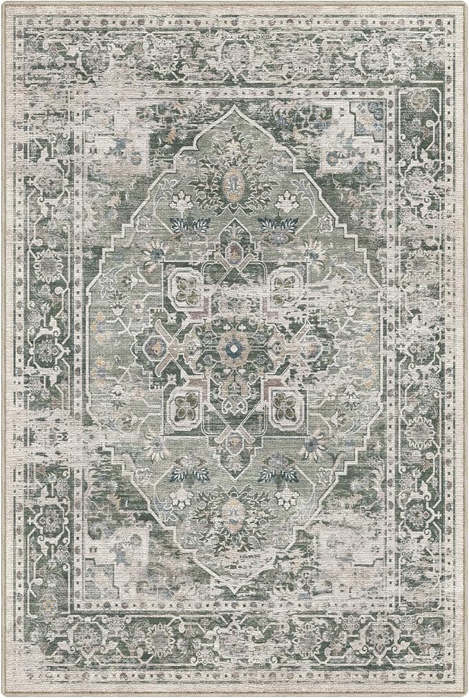 LUMI Washable Area Rug 8x10 for Living Room, Ultra Soft Stain Resistant Carpet with Non Slip Rubber Backing, Non-Shedding Low Pile Rugs for Bedroom, Dining Room, Indoor, Office