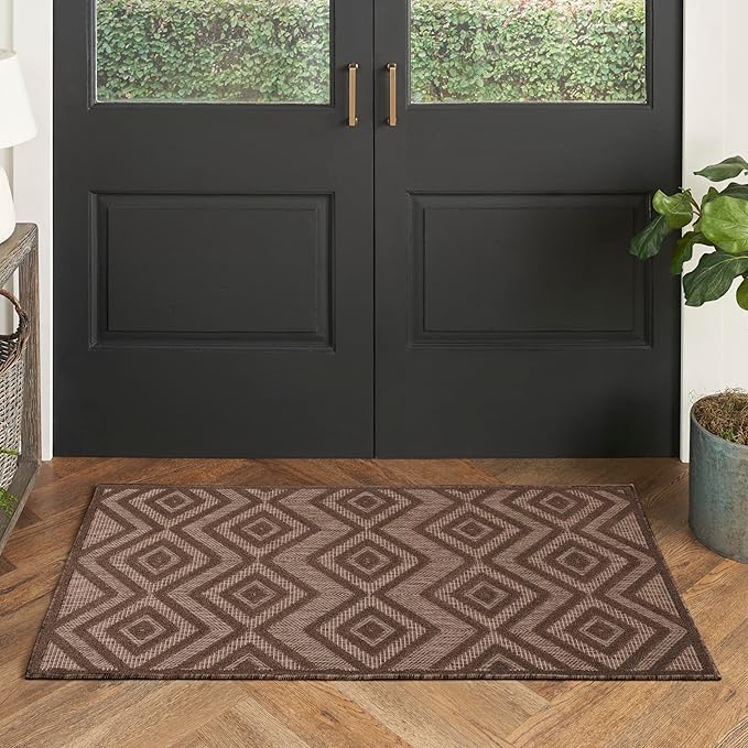Nourison Home Versatile Brown 2' x 4' Area Rug - Easy Clean, Non Shedding, Bed Room, Living Room, Dining Room, Kitchen (2' x 4')