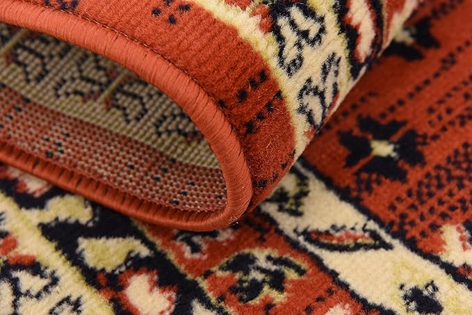 Unique Loom Taftan Collection Border Geometric Tribal Inspired Design Area Rug (4' 0 x 6' 0 Rectangular, Terracotta/ Ivory)