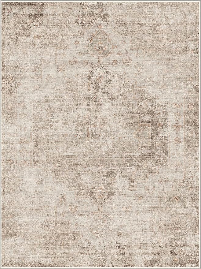 Farmhouse Area Rugs 9x12 for Living Room - Abstract Medallion Rug for Bedroom, Dining Room Under Table, Washable Non Slip, Fade & Stain Resistance
