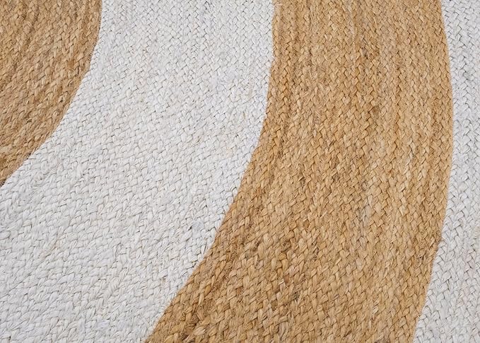 12x15 Oval Kilim Rug – Handmade Boho Oval Rug, Natural Jute, Hand Braided, Solid White Beige, 0.27" Thick Flatweave Carpet for Bedroom, Living Room, Dining Area