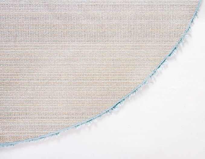 Unique Loom Davos Shag Collection Area Rug - Solid (7' 10" Round, Aqua)