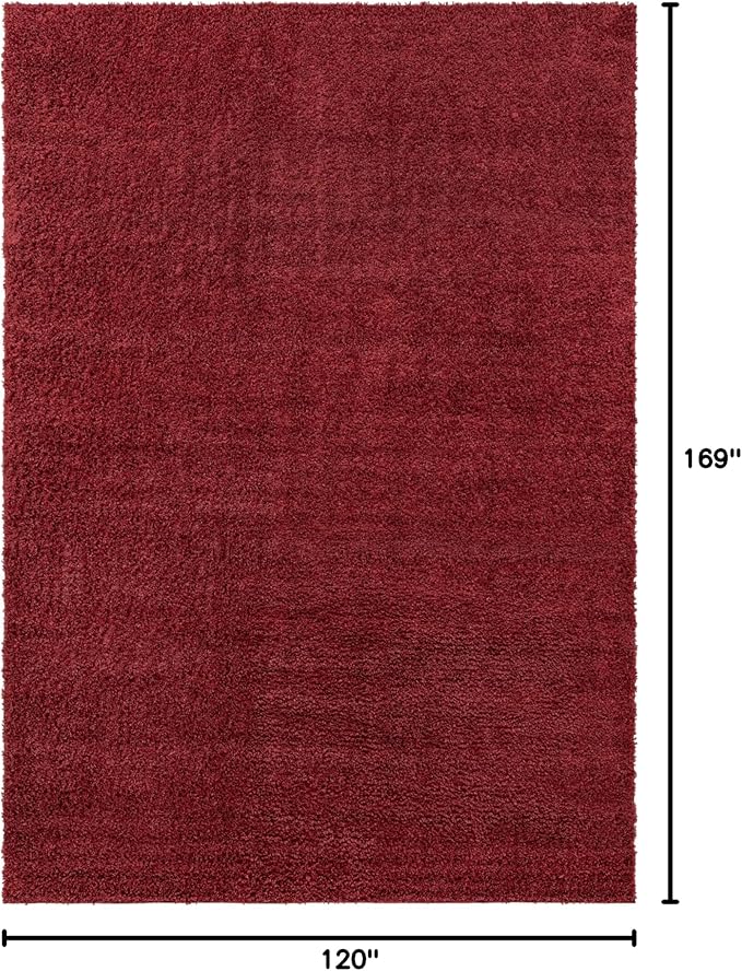Unique Loom Davos Shag Collection Area Rug - Solid (10' x 14' 1" Rectangle, Poppy)