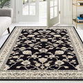 Superior Elegant Kingfield Collection Area Rug, 8mm Pile Height with Jute Backing, Classic Bordered Rug Design, Anti-Static, Water-Repellent Rugs, 5' x 8', Black