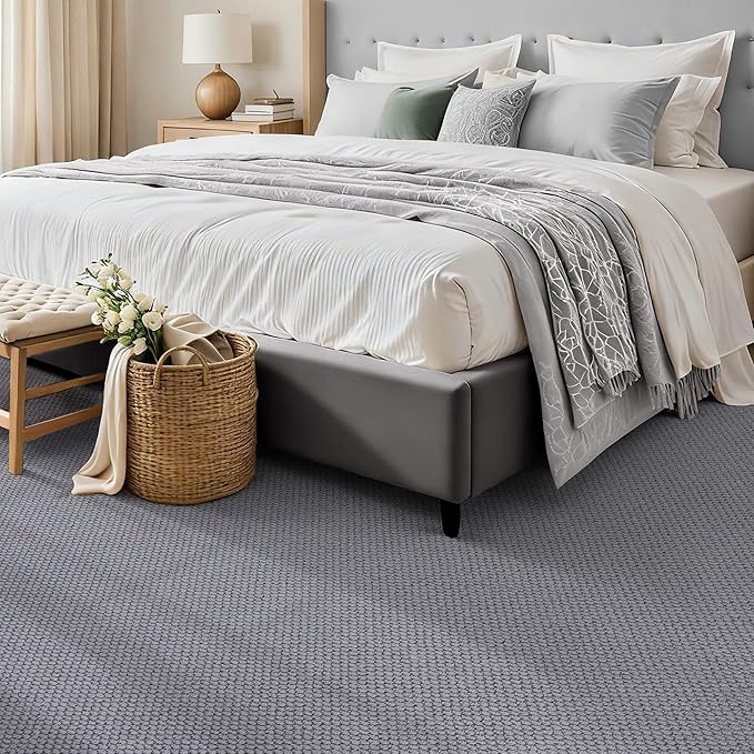ANSSO Wool Area Rugs 9x12 Living Room,80% Merino Wool and 20% Cotton Soft Tufted Area Rug with Cotton Non-Slip Backing,Large Area Rug for Bedroom Bedroom, Dining and Home Office (Dark Gray)