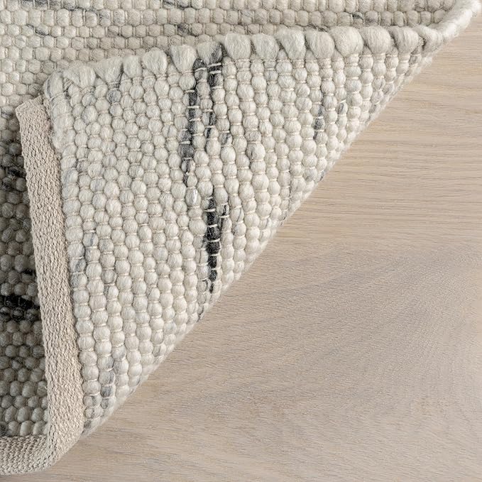 Rugs USA Santa Ynez Ivory/Grey, 9'6" x 13'6", Handmade, Marled, Wool & Cotton, Soft and Cozy, High Traffic, Stain Resistant, Easy Clean, Durable Area Rug for Bedroom, Living Room, Dining, Den, Foyer