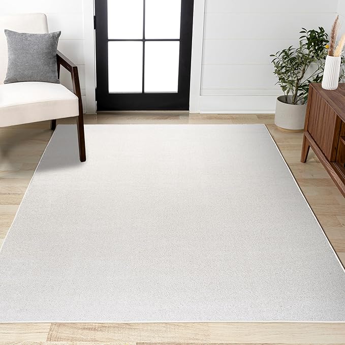 JONATHAN Y Haze Solid Low-Pile Cream Indoor Area Rug 8x10, Coastal,Bohemian,Minimalist,Classic, Easy-Cleaning for Living Room,Bedroom,Kitchen,Pet Friendly,Non-Shedding (SEU100T-8)