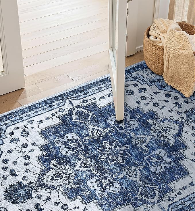 2x6 Area Rug,Boho Vintage Oriental Washable Rugs,Collapsible Area Rug for Bedroom, Entryway, Kitchen, Bathroom