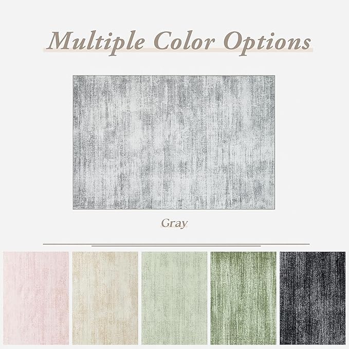 Modern Abstract Neutral 3x8 Runner Rug for Hallway Low Pile Non Slip Washable Rugs Floor Covering Grey Carpet Runners for Kitchen Laundry Room