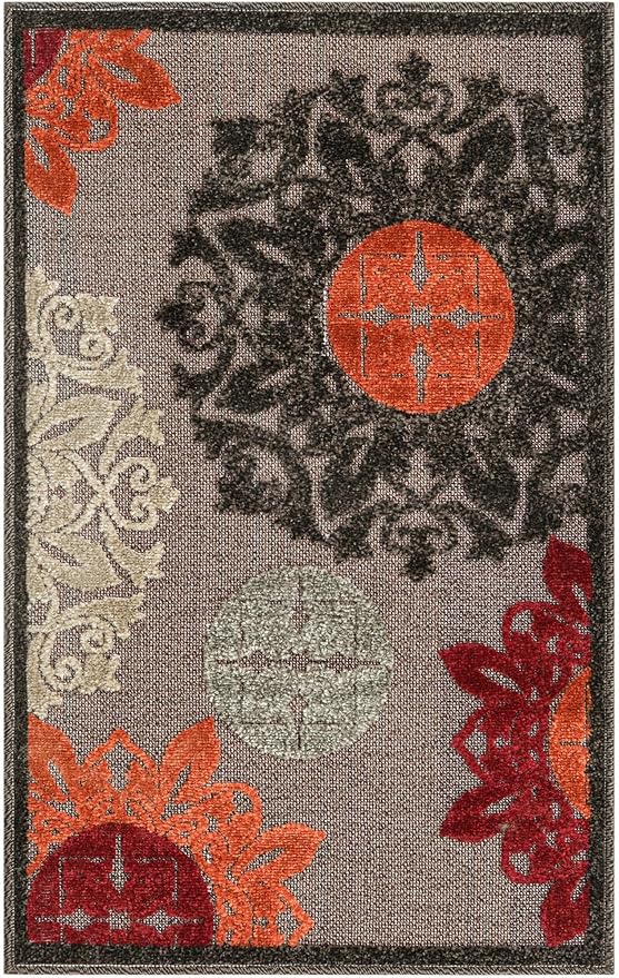 Unique Loom Outdoor Modern Collection Area Rug - Chicago (2' x 3' 1" Rectangle Brown/Orange)