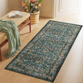 DUKINO 2x5 Washable Runner Rug, Floral Non Slip Bathroom Rugs with Soft Low Pile Design, Lightweight Non-Shedding Carpet Runner for Bathroom, Kitchen, Hallway, Bedroom, Laundry, Blue
