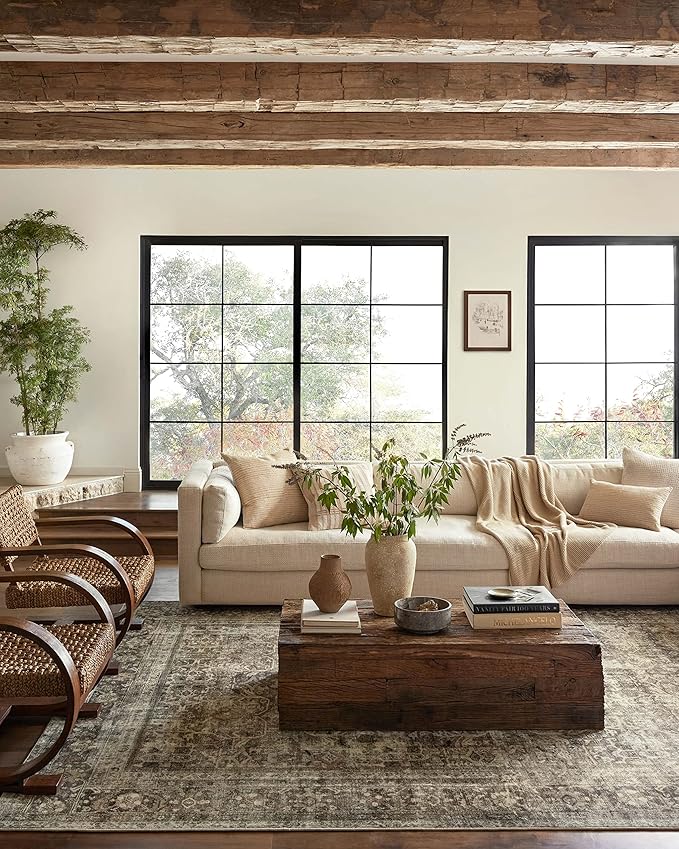 Loloi Magnolia Home by Joanna Gaines Sinclair Collection SIN-01 Pebble/Taupe 2'-0" x 5'-0", .25" Pile Height, Machine Washable, Accent Rug