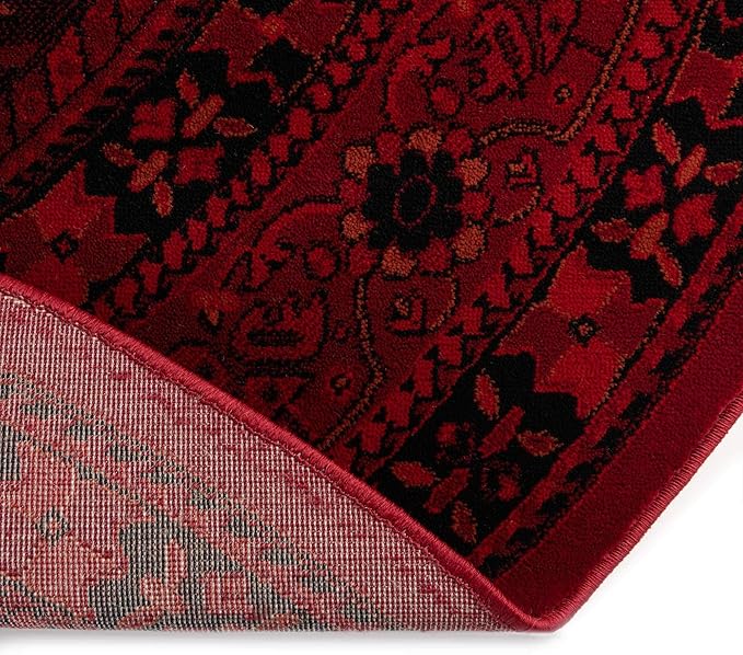 Unique Loom Tekke Collection Area Rug - Sheibani (7' 11" x 10' Oval, Red/ Black)