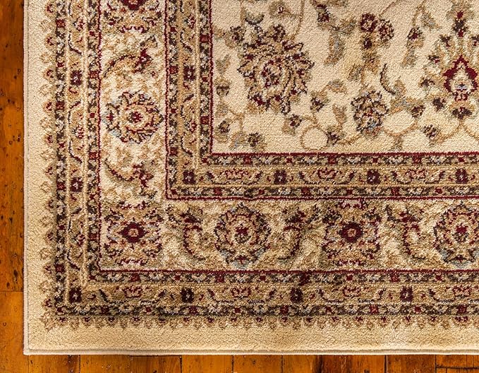 Unique Loom Voyage Collection Traditional Oriental Classic Intricate Design Area Rug (6' 0 x 6' 0 Square, Ivory/Gold)