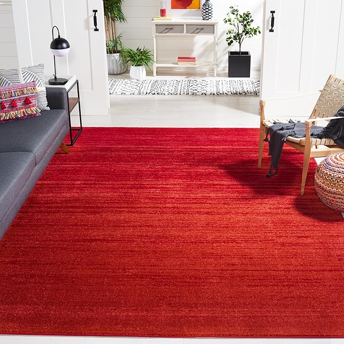 SAFAVIEH Area Rug 8x10 - Adirondack Collection - Large - Red & Grey, Modern Ombre Design, Non Shedding & Easy to Clean, Ideal for Living Room, Bedroom, Office, Dining Space (ADR113Q)