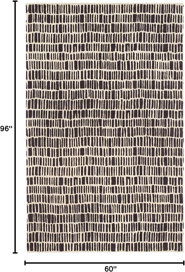 Dash and Albert Roark Wool Area Rug - 5' x 8' Charcoal Geometric Hand Tufted Accent Rug - Durable, High Traffic Areas Hallway, Living Room, Stairs - Premium Luxury Hotel Quality Soft Breathable
