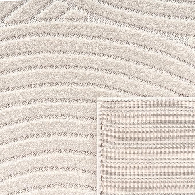 Paco Home Modern Area Rug with Raised Curved Line Pattern – Minimalist Design in Cream, Size: 7'10" x 11'2"