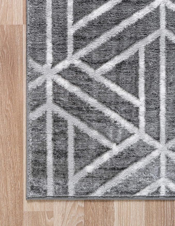 Rugs.com Lattice Trellis Collection Rug – 9' x 12' Gray Low-Pile Rug Perfect for Living Rooms, Large Dining Rooms, Open Floorplans