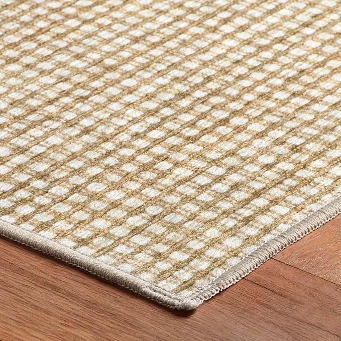 Dash & Albert Hartley Natural Machine Washable Rug, Runner-2.5 X 8 Feet, Natural Plaid Pattern
