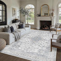 HUGEAR Machine Washable Area Rugs 8x10 Vintage Blue Large Living Room Bedroom Rug Neutral Style Non Slip Stain Resistant Low Pile Throw Carpet for Home Retro Aesthetic Modern Decor