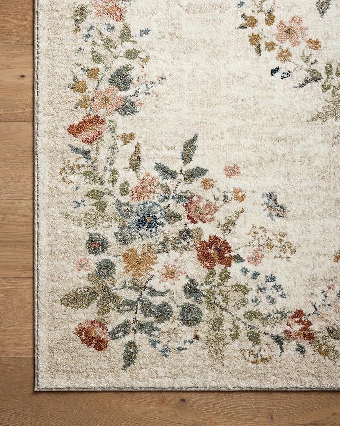 Loloi Rifle Paper Co. Laurel Collection LAU-01 Cream 9'-2" x 12'-2" Area Rug