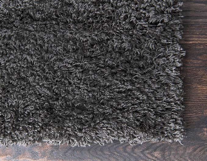 Unique Loom Solid Shag Collection Area Rug (2' 6" x 13' 1" Runner, Graphite Gray)