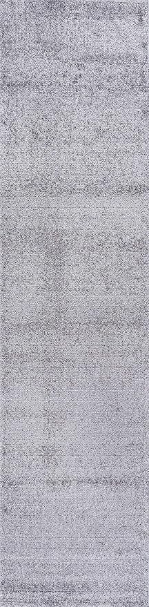 Eyely UES100A-214 Supersoft Haze Solid Low-Pile Indoor Runner Rug, Coastal, Bohemian, Minimalist, Classic, Casual for Bedroom,Kitchen,Living Room,Non Shedding,Easy-Washing, Gray, 2 X 14