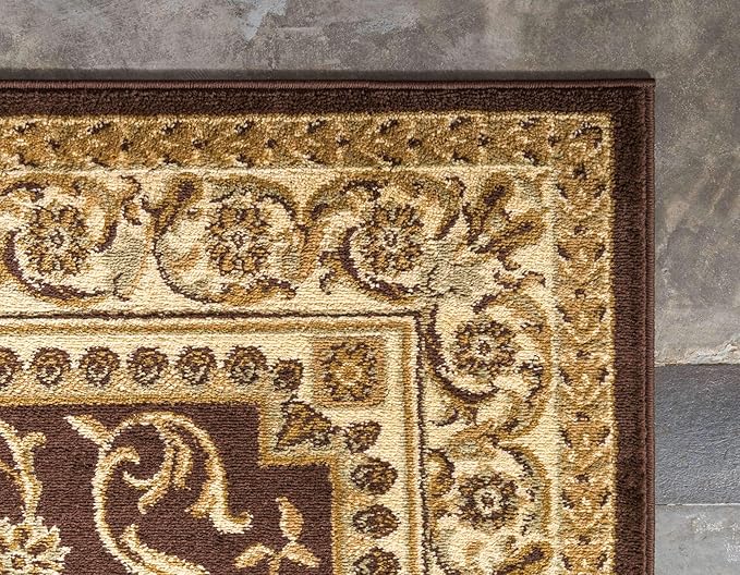 Unique Loom Versailles Collection Traditional Classic Medallion Floral Motif Area Rug (2' 2 x 3' 0 Rectangular, Brown/ Ivory)