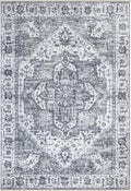 Bloom Rugs Caria Washable Non-Slip 3x5 Rug - Silver/Dark Gray Traditional Area Rug for Living Room, Bedroom, Dining Room, and Kitchen - Exact Size: 3' x 5'