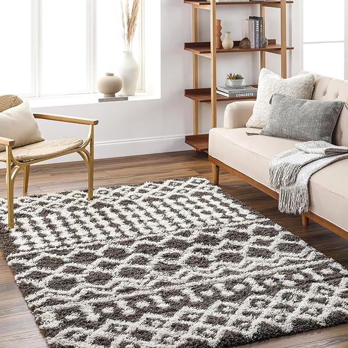 Livabliss Hapsburg Moroccan Shag Area Rug,5'3" x 7'3", Dark Brown