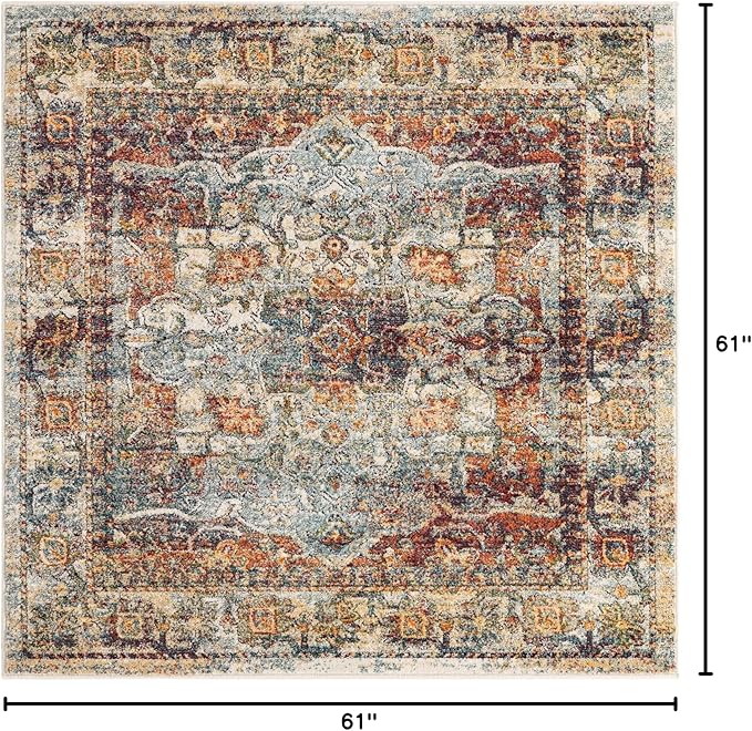 Unique Loom Isabella Collection Area Rug - Adjani (5' 1" Square, Ivory/ Beige)