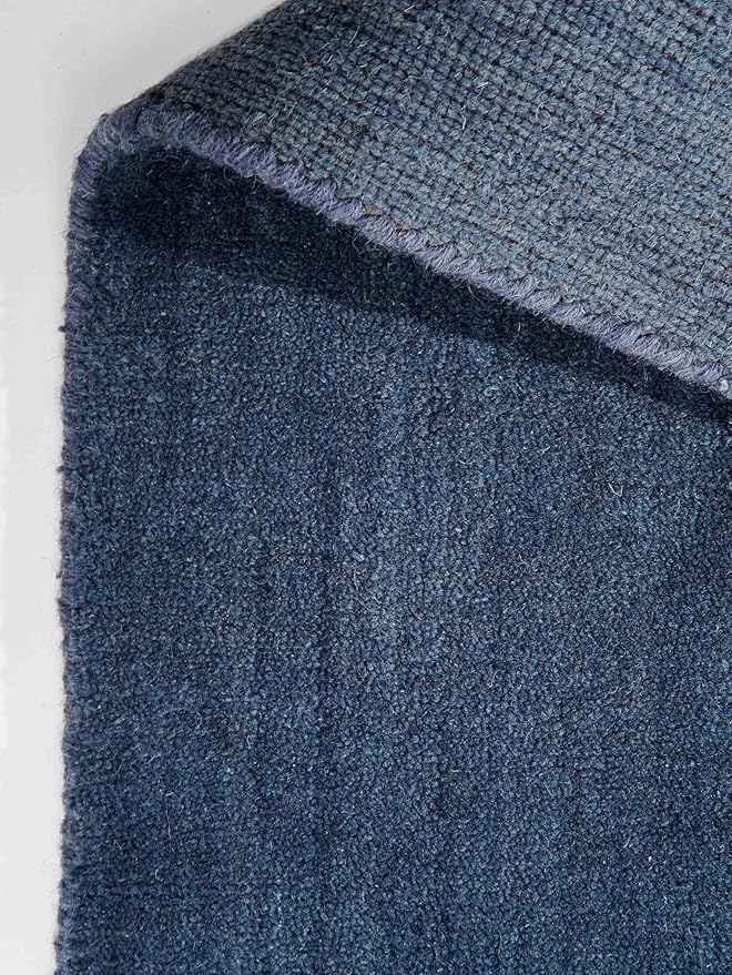 Rugsotic Carpets Hand Knotted Gabbeh Wool 9'x12' Area Rug Solid Blue L00111