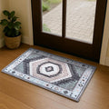 Oushak Rug, Turkish Vintage Floral Pastel Large Oversized Area Rugs for Living Room Dining Bedroom Kitchen Bathroom Nursery Runner Rugs (856BlckGry, 2' x 3')