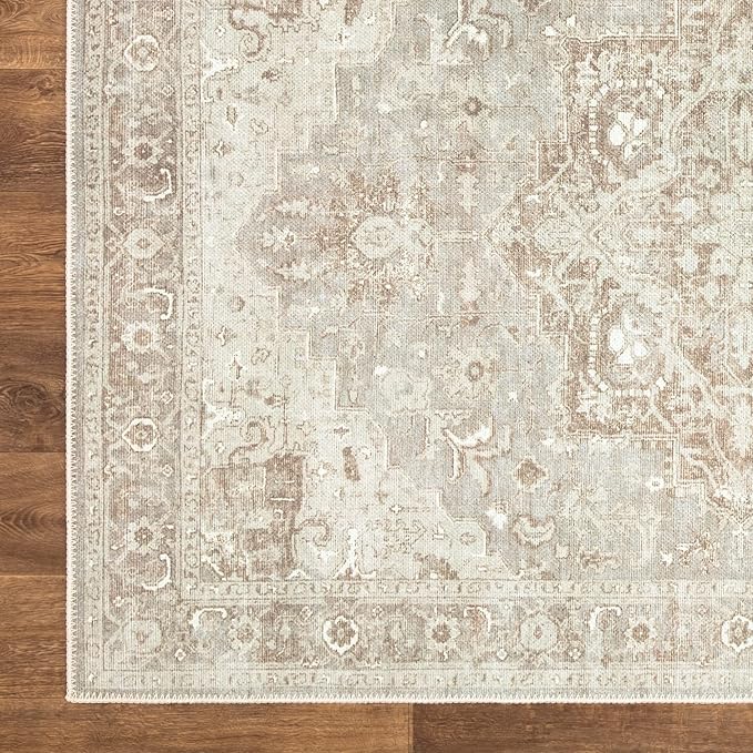 Bloom Rugs Washable Non-Slip 10x14 Rug - Beige/Gray Traditional Oriental Area Rug for Living Room, Bedroom, Dining Room, and Kitchen - Exact Size: 10' x 14'
