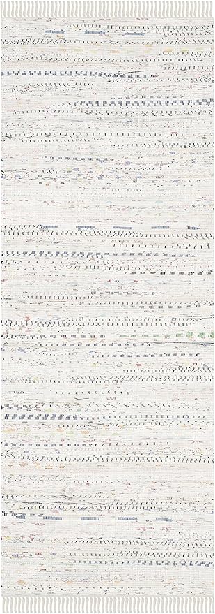 SAFAVIEH Rag Rug Collection Runner Rug - 2'3" x 11', Ivory & Multi, Handmade Boho Stripe Cotton, Ideal for High Traffic Areas in Living Room, Bedroom (RAR121G)