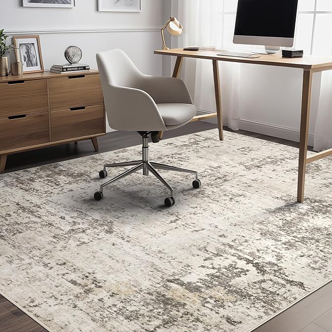 6x9 Area Rug Living Room Rugs - Washable Neutral Modern Abstract Soft Thin Large Rug Indoor Floor No Slip Rug Carpet for Bedroom Under Dining Table Home Office Decor - Dark Brown