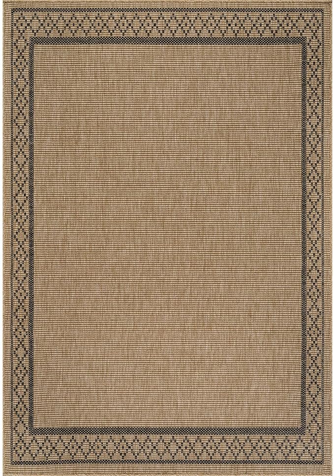 Easy Jute Rugs 5x7 Frame Natural Color Living Room Indoor Outdoor Area Rug for Patio and Kitchen Rug High Traffic Washable Easy to Clean Solid Boho Woven Design Carpet (5 x 7)