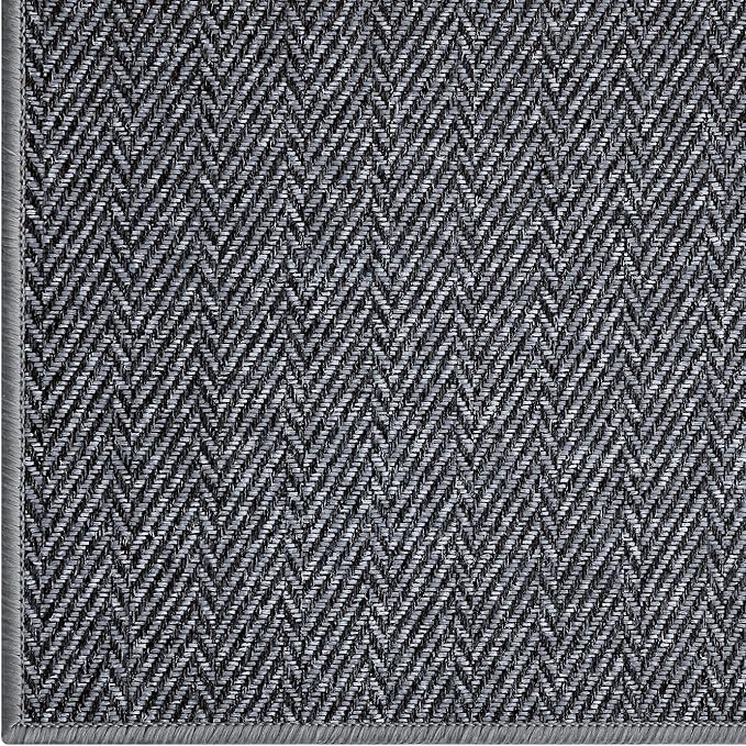 LUMI Ultra Thin Indoor Door Mat for Entrance 24"x36", Non Slip Entryway Mat, Low Profile Doormat, Unique Herringbone Design Carpet for Inside, Patio, Porch, Medium Gray