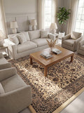Rugs.com Yasmin Collection Rug – 7' x 10' Ivory Medium Rug Perfect for Bedrooms, Dining Rooms, Living Rooms